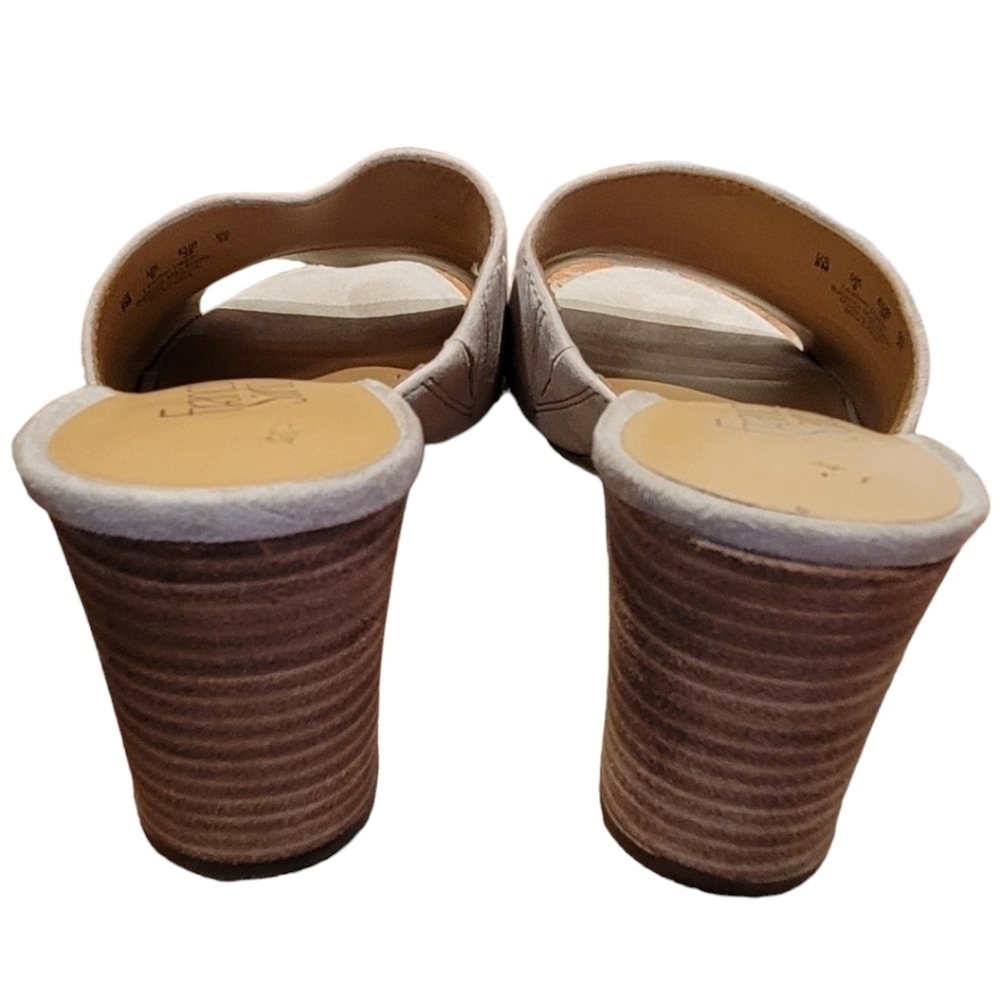 Franco Sarto 3in open toe, open heel leather beige, tan heeled sandles Size 8 - Picture 4 of 6